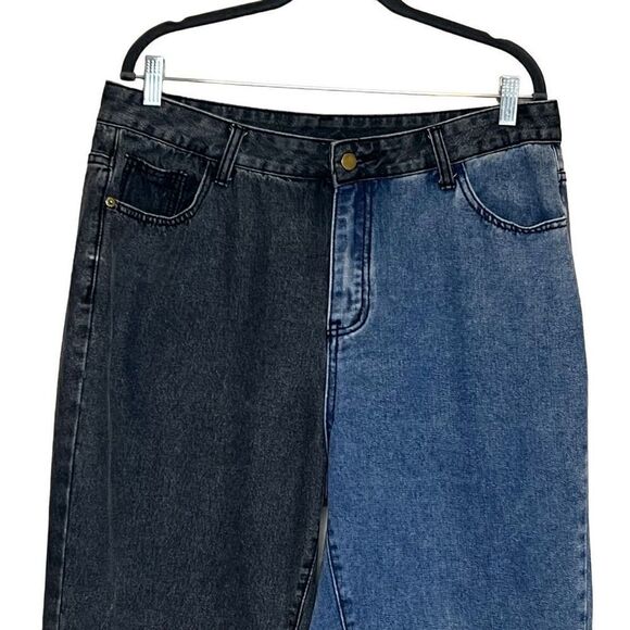 Shein curve spliced blue and black jeans size 1XL - Picture 3 of 14